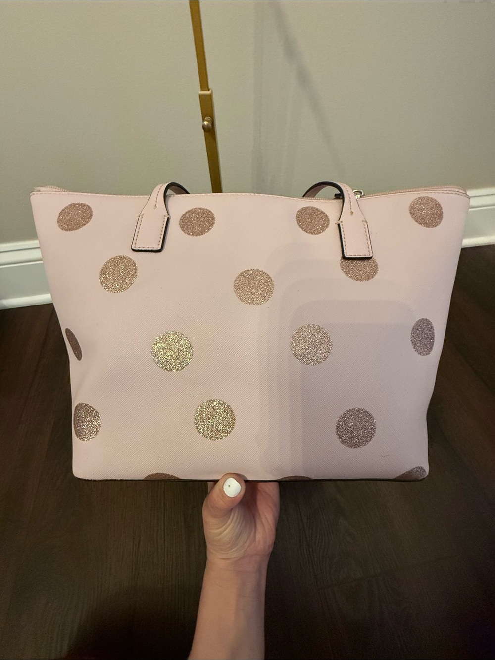 Kate Spade Haven Lane Hani “Plum Dawn” Glitter Polka Dot Tote ✨ - Picture 9 of 11